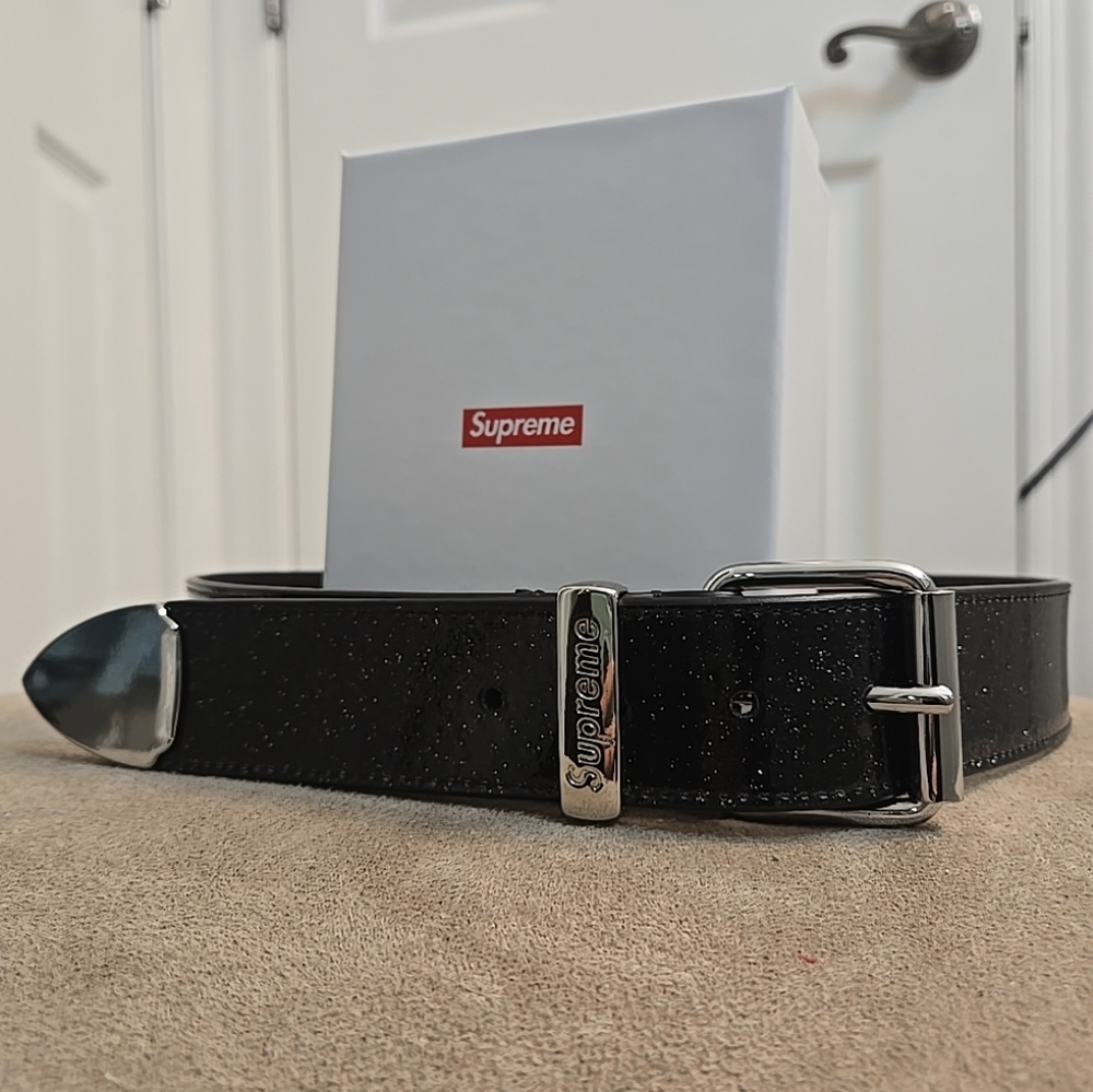 NEW SUPREME Belt Black Glitter Vinyl Ranger Unisex
